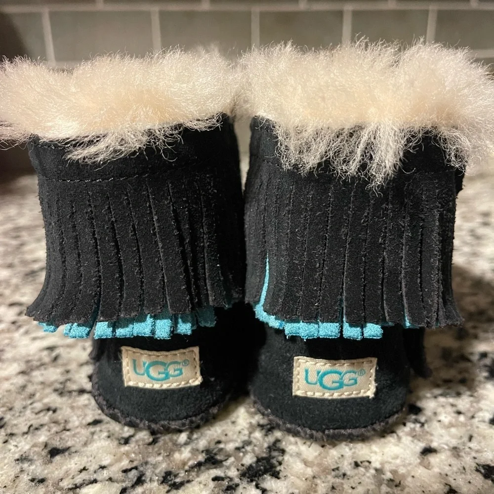 UGG Black and Cream Sheepskin Footwear